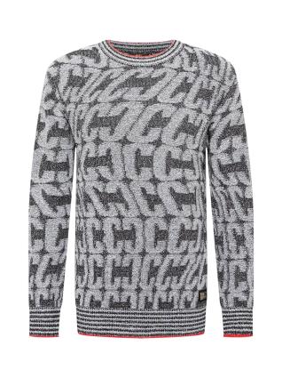 Carlo Colucci Pullover  cinzento-prateado / arando / mosqueado preto