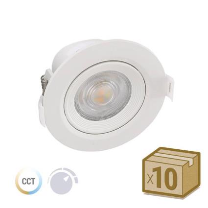 Pack 10 x downlight led kor 7w cct triac dimerizável 3000-4000-6000k