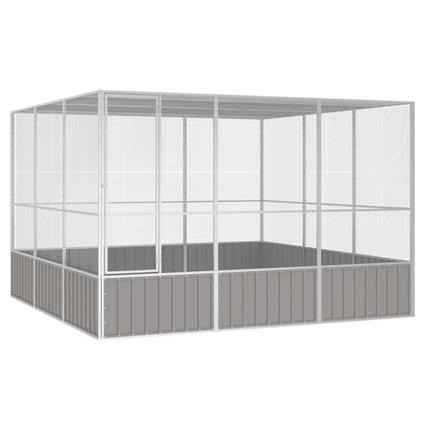 vidaXL Gaiola p/ pássaros 302,5x324,5x211,5cm aço galvanizado cinzento