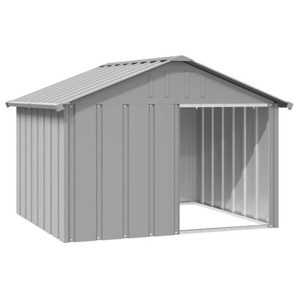 vidaXL Casota para cães 116,5x103x81,5 cm aço galvanizado cinzento