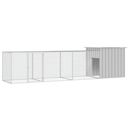 vidaXL Galinheiro 400x91x100 cm aço galvanizado cinzento