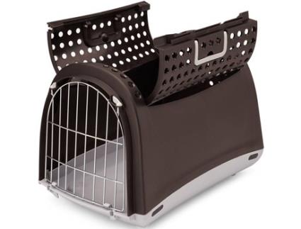 Transportadora para Cães e Gatos  Rígida (Castanho - 32x45x35cm - 1 Un - S - Porte Pequeno)