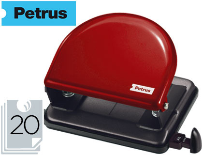 Furador Metalico  52, Capacidadee 20 Folhas Vermelho