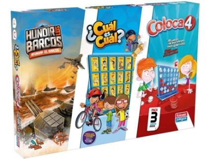 Conjunto de 3 Jogos de Tabuleiro Hundir los Barcos - Cual és Cual? - Coloca 4 (Espanhol - Idade Mínima: 6)