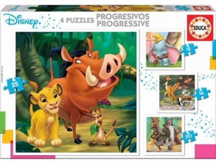 Conjunto de 4 Puzzles  Disney Animals (12 Peças)