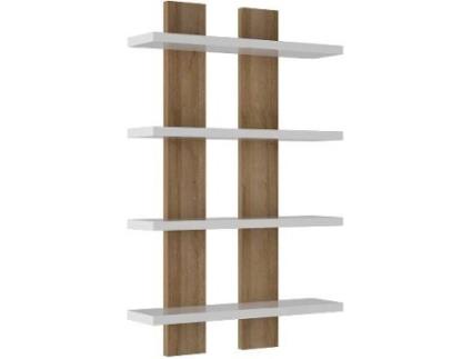 Prateleira  Nergis Branco (Aglomerado Melamina de Carvalho - 50x17x80cm)