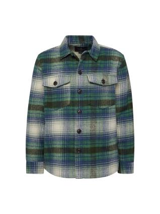 Springfield Camisa  azul escuro / verde escuro / branco