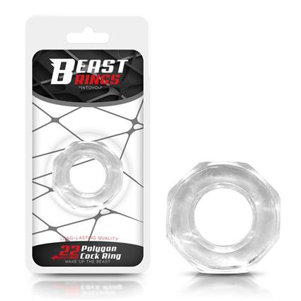 Anel de pênis poligonal super flexível 2,2 cm transparente
