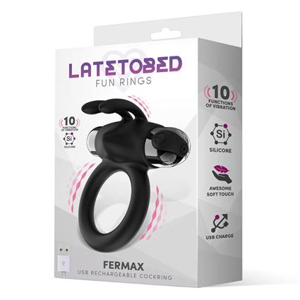 Anel Vibratório Fermax com Coelho USB Silicone Preto