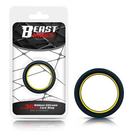 Anel Peniano 100% Silicone Sólido 3,6 cm Amarelo e Preto