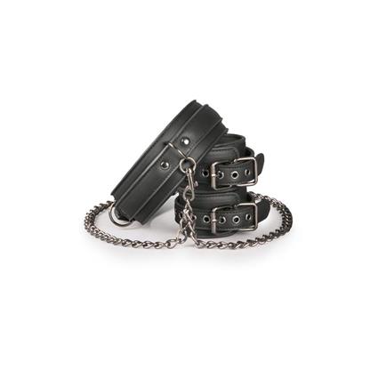 Conjunto de ligadura de colarinho preto e algema
