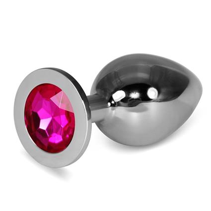 Plugue anal de metal RoseBud Classic com joia fúcsia tamanho G