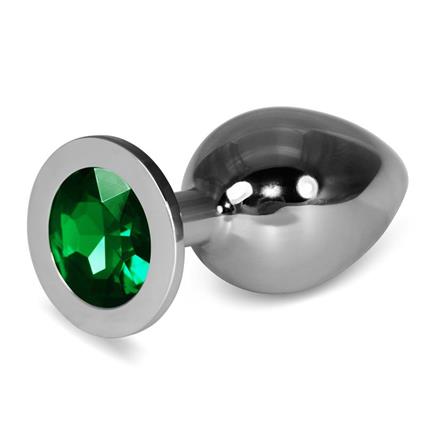Plugue anal de metal RoseBud Classic com joia verde tamanho G