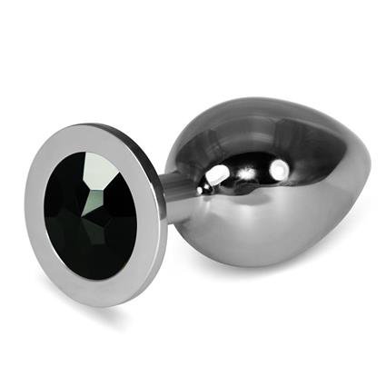 Plugue anal de metal RoseBud Classic com jóia preta tamanho L