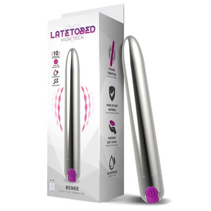 Renee Vibrador 10 Funções 18,5 cm USB Prata