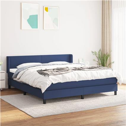 vidaXL Cama com molas/colchão 180x200 cm tecido azul