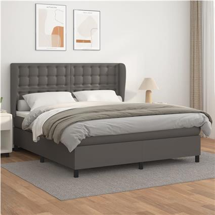 vidaXL Cama com molas/colchão 180x200 cm couro artificial cinza