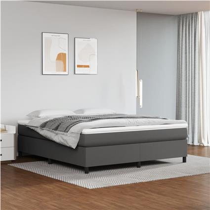 vidaXL Estrutura de cama com molas 160x200cm couro artificial cinzento