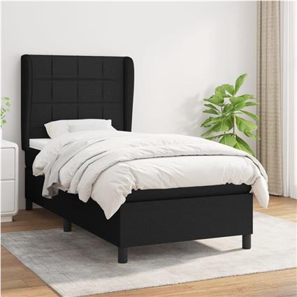 vidaXL Cama com molas/colchão 90x190 cm tecido preto