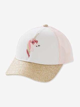 Boné unicórnio, para menina rosa claro liso com motivo