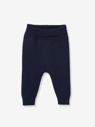 Leggings em malha Bio, , para bebé azul escuro liso