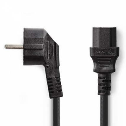 Cabo de alimentação, 1.5m, Shuko macho para ficha fêmea IEC C13. Cabo com 3 condutores de 0.75mm. Em preto.
