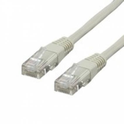 Cabo de rede UTP Cat5E, fichas RJ 45, ligação 8 pinos - 8 contactos, com 2m de comprimento e cor cinzento claro.