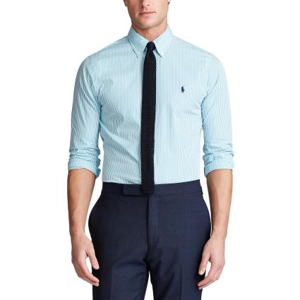 Camisa slim em popelina, às riscas