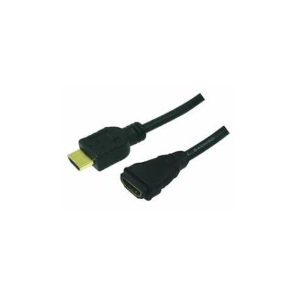 CABO HDMI M PARA HDMI F HIGHSPEED ETHERNET 5M GOLD, PRETO