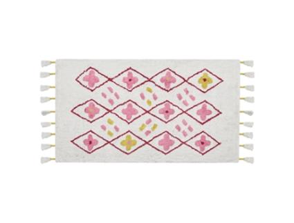 Tapete infantil em algodão branco e rosa 80 x 150 cm CAVUS