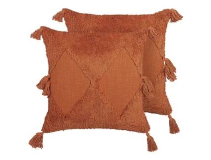 Conjunto de 2 Almofadas Decorativas BELIANI (45 x 45 cm - Algodão - Laranja)