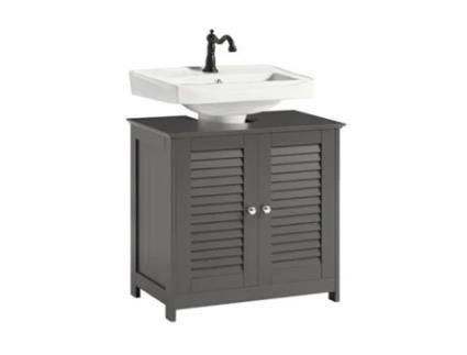 Armário de Casa de Banho SOBUY (60 x 35 x 58 cm - MDF - Cinzento)