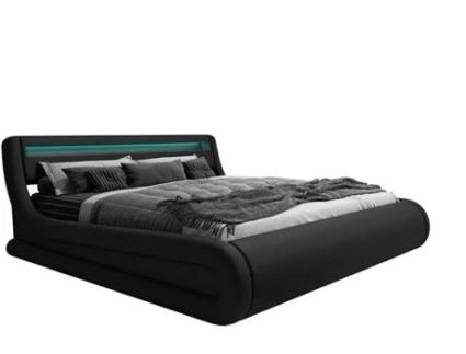 Cama com Colchão Texas MÓVEIS BONITOS Rodas (Compatível com Colchão: 180x200 cm - Melamina - Preto - Estrado Elevatório)