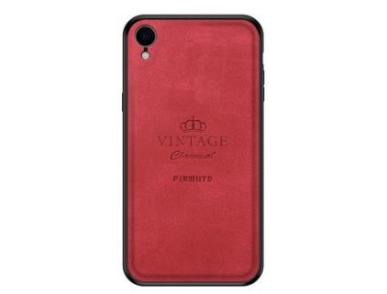 Capa TPU + PU PINWUYO vintage, à prova de choque, híbrido vermelho para iPhone XR 6.1