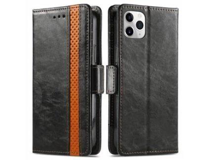 Capa PU CASENEO com apoio preto para iPhone 11 Pro Max 6.5