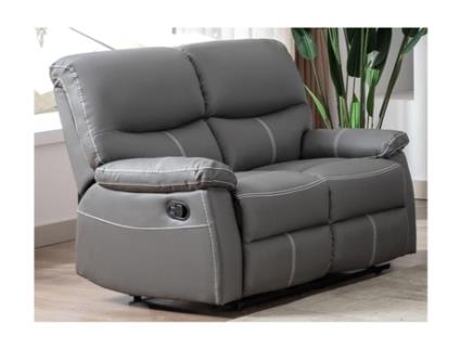 Sofá Relax VENTE-UNIQUE Canby (Cinza - Pele Sintética - 133x90x95 cm)