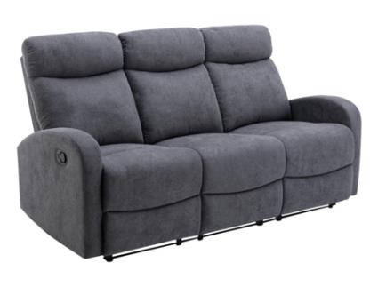 Sofá Relax VENTE-UNIQUE Evelyn (Cinza - Tecido e Veludo - 180x95x100 cm)