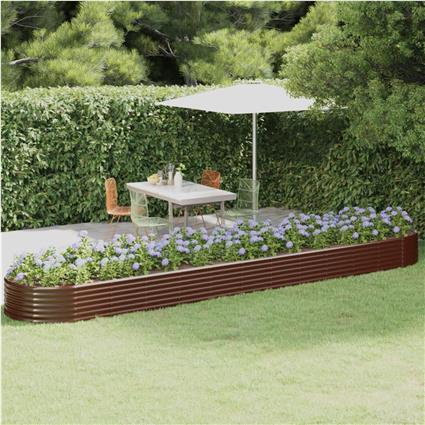 vidaXL Vaso/floreira jardim aço revestido a pó 507x100x36 cm castanho