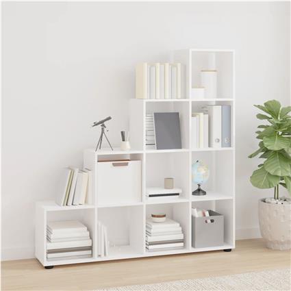 vidaXL Estante em escada derivados de madeira 142 cm branco brilhante