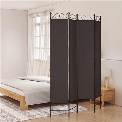 vidaXL Biombo/divisória com 4 painéis 160x220 cm tecido castanho