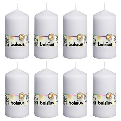 Bolsius Velas cilíndricas 8 pcs 130x68 mm branco