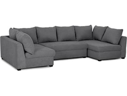 Sofá BUDWING Gael (4 lugares - Cinza escuro - Poliéster - 304x141x81 cm)