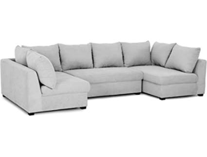Sofá BUDWING Gael (4 lugares - Cinza Claro - Poliéster - 304x141x81 cm)