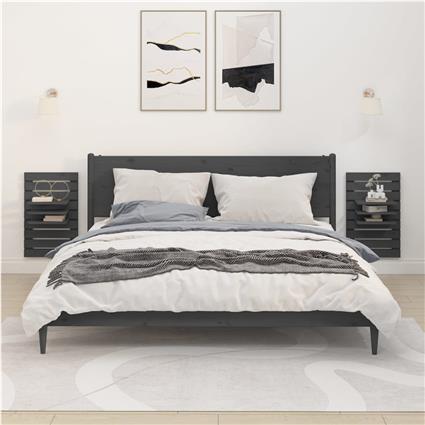 vidaXL Prateleiras de montagem na parede 2 pcs pinho maciço cinza