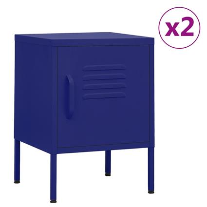 vidaXL Mesas de cabeceira 2 pcs 35x35x51 cm aço azul-marinho
