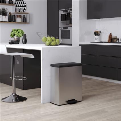 Curver Caixote do lixo Deco 65 L prateado