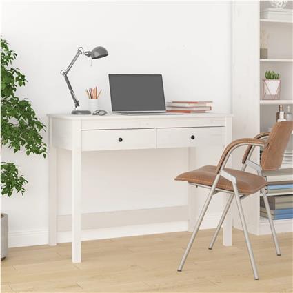 vidaXL Secretária com gavetas 100x50x78 cm pinho maciço branco