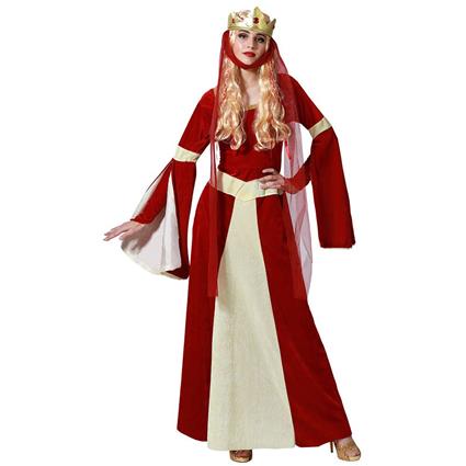 Fantasia para Adultos Dama medieval Vermelho - XL