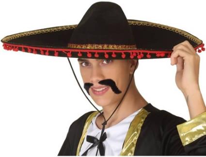 Chapéu Mexicano 118808 - Preto/Vermelho