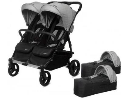 Carrinho de Bebé Gémeos  2 Alcofas Silver